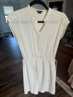 Theory Cream Drawstring Dress